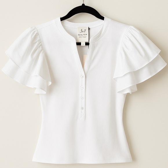 cinq a sept Tops - CINQ À SEPT Farren Top White Puff Sleeve Blouse – Size S (NWT)